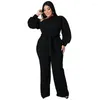 Pantalon grande taille 5xl pour femmes, combinaison une pièce fendue, tenue à la mode, manches bouffantes, ceinture, jambes larges, vente en gros, automne 2023