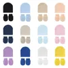 Hats L21F Baby Infants Anti Scratching Knitted Cotton Gloves Hat Set Born Mittens