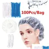 Bonnets de douche jetables 100pcs / lot chapeau solide clair spa salon de coiffure El Oneoff bain élastique casquette produits de salle de bain bain livraison directe Dhkcx