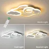 Luzes de teto Modern LED Light Dimmable Cloud Shape Flade Mount Remote Creative Creative Acrílico Candelas de Fixi -Sala de Fixamento 36W/Branco