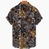 Camisas casuais masculinas 2023 Moda Tattoo Tattoo Verão Praia de Manga Curta Lista de Manga Curta Trendência Havaiana All-Match Men