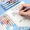 6pcs/setジェルペンかわいい漫画0.5mmバルクインクプレスライティングオフィス用品文房具学生用