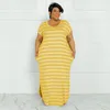 Grande taille robes femmes robe 2023 été élégant vêtements de luxe soirée Maxi robe en gros décontracté moulante rayé tenue