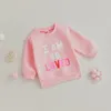 T shirts FOCUSNORM 0 4Y Valentines Days Baby Girls Sweet T Shirts 2 Style Long Sleeve Letter Cartoon Printed Pullover Sweatshirt Tops 230106