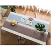 Tovaglia Decorazione della casa Cotone Lino Nappa Tovaglia Striscia Stampa Rectangar Modern Dining Er Per Party Drop Delivery Garden Te Dhtmx