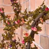 Fleurs décoratives 1 PC 220 CM Artificielle Rose Vigne Décoration De Mariage Couronnes De Lierre Guirlande Rotin Faux Plantes Feuillage DIY Décor À La Maison