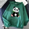 Kvinnors hoodies tröjor coola kvinnor söt panda tryck modesweatshirt 2023 höst damer varm streetwear kvinna tjocka tröjor kvinna