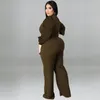 Pantalon grande taille 5xl pour femmes, combinaison une pièce fendue, tenue à la mode, manches bouffantes, ceinture, jambes larges, vente en gros, automne 2023