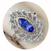 Toca de cluster jóias de moda artesanais femininas s tanzanite stone wedding anel aberto tendência cz feminina judeu feminina