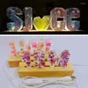 Lamp Holders Rectangle Display Pedestal Glass Art Base Wooden Stand LED Night Light Decoration