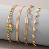 Anklets Bohemian Heart Corn Charms Hollow Geometry Justabe Foot Chain Jewelry for Women 4pcs/Set 16334