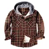 Vestes pour hommes Marque hiver Plaid flanelle chemise veste pour hommes épais chaud à manches longues polaire chemises à capuche coton hommes Camisa Masculina