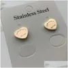 Stud T Gold Heart Earring Women Rose Couple Flannel Bag Stainless Steel 10Mm Thick Piercing Jewelry Gifts Woman Accessories Wholesal Dh7Nr