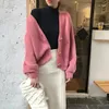 Женские свитера Сексуальные v Neck Mohair Sweater Women Tops 2023 Осенний зимний переход Элегантный шикарный однобортный кардиган с длинным рукавом