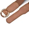 Gürtel Mode Damen Needleless Gold Ring Schnalle Elastischer Taillengürtel Kleid Breit