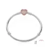 Bracelety ślubne Vintage Biżuteria 925 Sterling Sier Heart Charms Bransoletka z pudełkiem Pando Europejskie koraliki Boguń Rose Gold dla wom dhehz