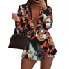 Damespakken 2023 Trend Vrouwen Rapel Lapelprint Lange mouwen Pak Jacket Elegant Fall Winter Office Lady Cardigan Coat Casual Streetwear