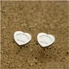 Stud T Gold Heart Earring Women Rose Couple Flannel Bag Stainless Steel 10Mm Thick Piercing Jewelry Gifts Woman Accessories Wholesal Dh7Nr