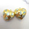 Подвесные ожерелья романтическая форма симпатичной формы сердца синий ларимар вставка Золото.