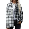 Women's Jackets 2023 Autumn Long-sleeved Shirt Black And White Stitching Plaid Single-breasted Cardigan Ladies Jacket