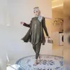 Vêtements ethniques soyeux Djellaba robe musulmane 2 pièces costumes élégant longue islamique Abayas femmes modeste usure EID ensembles WY584