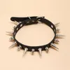 Gargantilla Punk Long Spike Faux Leather Collar para Mujeres Hombres Cool Big Rivets Studded Chocker Goth Style Collar Accesorios