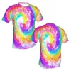 Herrar t skjortor 3d tryckta män t-shirt cool spiral färgglad tie färgämne skjorta mode kort ärm streetwear o nacktoppar tee tee