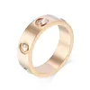 Bague design 6 diamants Titanium Steel Love Band Ring Hommes et bagues pour femmes Bijoux Couple Cadeaux Taille 5-11