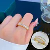 Wedding Rings OIMG Stainless Steel Gold Plated 2023 Romantic Pink Zirconia Luxury Ring Jewelry For Women Trendy Engagement