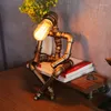 Bordslampor Retro Industrial Robot Bronze Steampunk Lamp Cool Cute Water Pipe Lights Desk med glödlampa