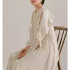 Casual Dresses 2023 Spring Fairy Vestidos V Neck Off Shoulder Ruffles Patchwork Long Sleeve Pleated Loose Japanese Robes