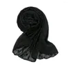 Sjaals d3 50pcsluxury pom bubble chiffon hijab sjaal vrouwen lange sjaalomwikkel moslim hoofdband maxi islamitische sjaal 180 70cm