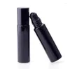 Bottiglie di stoccaggio Black Stone Roll On Glass Gemstone Essential Oil Roller Lotto con coperchio in alluminio all'ingrosso