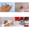 Wedding Rings Vintage Fashion Jewelry 925 Sterling Sier Fill Blue Sapphire Cz Diamond Gemstones Eternity Women Bridal Ring Set For M Dhewv