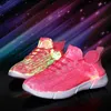 Sneakers Storlek 25 47 Summer LED Fiber Optic Shoes For Girls Boys Men Women USB Laddar Glowing Man Light Up 230106