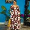 Plus size jurken elegant voor vrouwen 2023 herfst koe print lange mouw sexy avond feestjurken mode v nek outfit