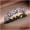 Bröllopsringar Simple Fashion Jewelry Handmade 925 Sterling Sier Marquise Cut White Topaz Cz Diamond Gemstones Women Bridal Ring Gift DHRR5