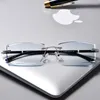 Solglasögon ramar Rimless Business Glasses Men's Diamond Cut Edge-glasögon Frame Men Anti-Blue Light Spectacle TR Ben Recept