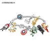 Klassisches 925er-Sterlingsilber-Armband mit Schlangenkettenverschluss, Cartoon-europäische Charm-Perlen, Avenger-Anhänger, passend für Pandora-Charm-Armbänder, Halskette B8