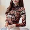 Women's Blouses Shirts SEXMKL Women Print Blusa Feminina Korean Fashion Winter Long Sleeve Blouse Office Ladies Basic Tops Plus Size 230106