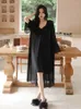 Women's Sleepwear Sexy 2 Pieces Robe Sets For Lady Comfortable Modal Gauze Loose Bride Red Robes Long