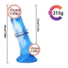 Sex Toy Dildos Collar Bild F425 Flash 3-Ring Moon Shy Flower Blue Röd Vit Mixed Color Liquid Silica Gel Simulation Wear Fake Penis Leather Pants