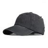 Caps de bola Moda Unissex Lavado Tap de beisebol de jeans angustiado Hole ajustável Snapback Hat Hip Hop Chapéus esportivos ao ar livre Gorras