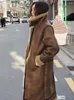 Pelliccia da donna LANMREM Cappotto marrone ispessito in lana di agnello Versione coreana Medio lungo Sciolto Faux Abbigliamento caldo Autunno Inverno Donna 2Q1313