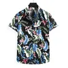 Men's Casual Shirts ST09 Coconut Tree Leaves Pattern Print Beach Short Sleeve Shirt Men Summer 2023 Quality Cotton Linen Oversized Chemise