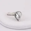 Anillos de racimo S925 anillo de plata para mujer radiante lágrima claro CZ señora Anel regalo boda joyería fina