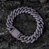 Hombres Mujeres Cadenas Bling 15mm 16-24 pulgadas Chapado en oro Bling Purple CZ Collar de cadena cubana 7/8/9 pulgadas Pulsera Joyería de moda Bonito regalo