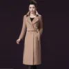 Women's Wool Elegant Women Blends Coat Fashion Belt Korea Jacket Autumn Winter Windbreaker Female Long Outerwear Warm Fur