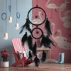 Figurine decorative Doppio anello Black Feather Dream Catcher Wall Hanging Home Car Decor Craft