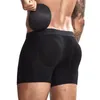 Mutande Jockmail Boxer Intimo da uomo Men's Butt-Enhancing Tronco imbottito Rimovibile Pad Of BuLifter Sexy Gay Nero Bianco